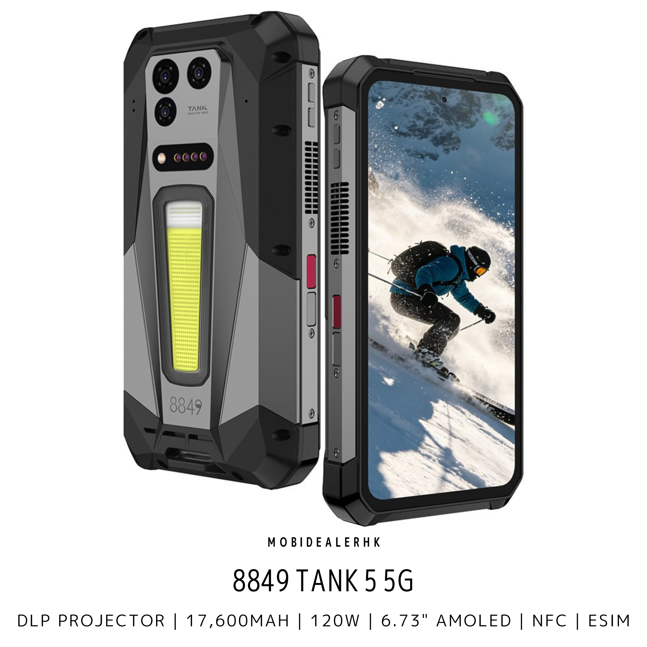 8849 Tank 5 | 5G | 三防手機 | DLP 投影儀 | 測距儀 | 17,600mAh | 120W | 6.73" AMOLED | NFC | eSIM