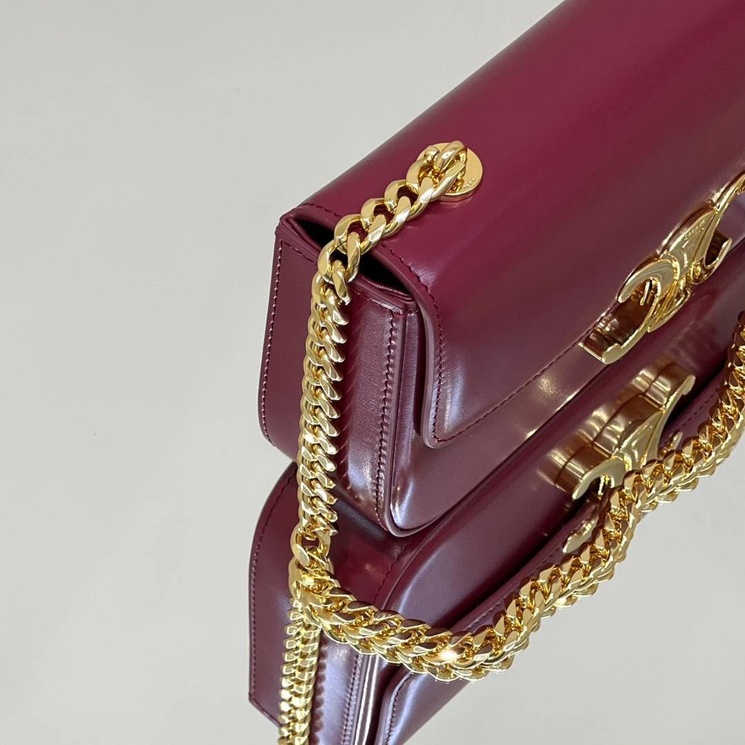 🔥大货实拍图 𝗖𝗘𝗟𝗜𝗡𝗘 ♥ 𝗧𝗥𝗜𝗢𝗠𝗣𝗛𝗘链条腋下包 型号：197993 尺寸：20.5*11.5*4cm