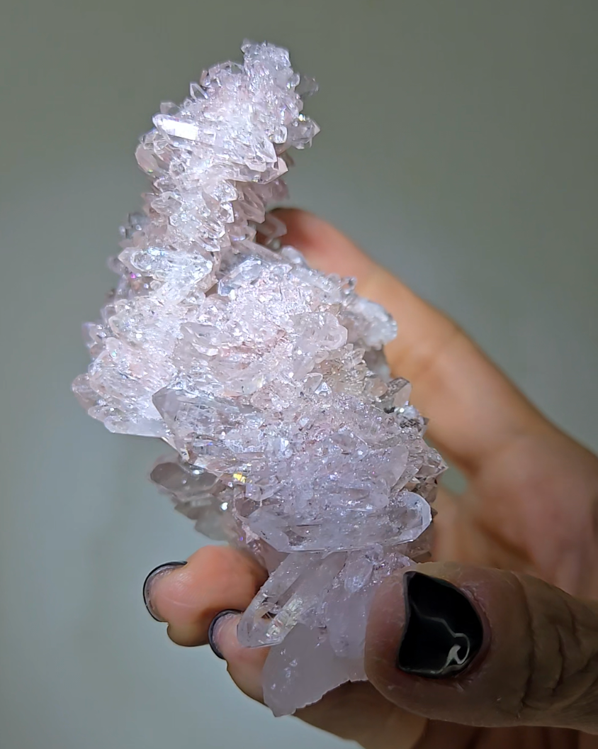 Pink Lemurian quartz with double terminations, rainbows - LQ178