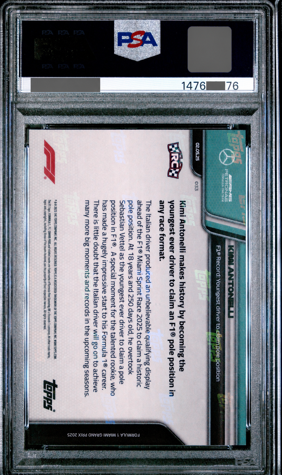 Kimi Antonelli RC - F1史上最年輕Pole Topps NOW® #33 PSA 10｜PR 5,647