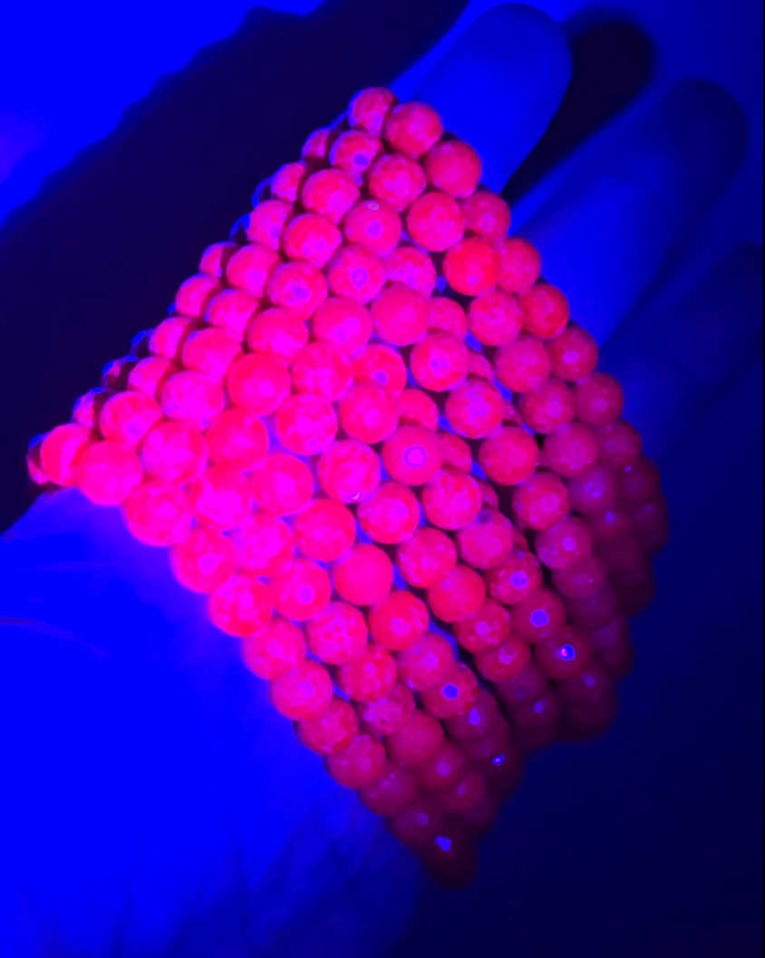Faceted 6.4mm ruby bracelets with UV reaction - RBY128