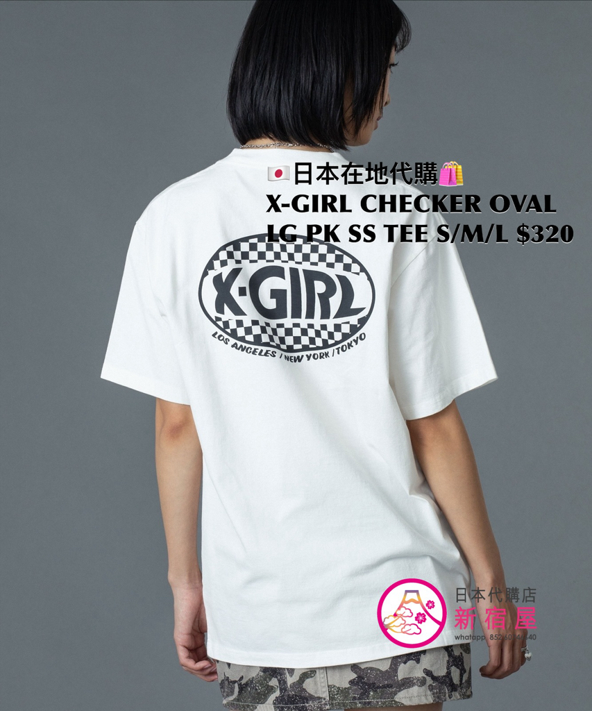 X-GIRL CHECKER OVAL LOGO POCKET S/S TEE