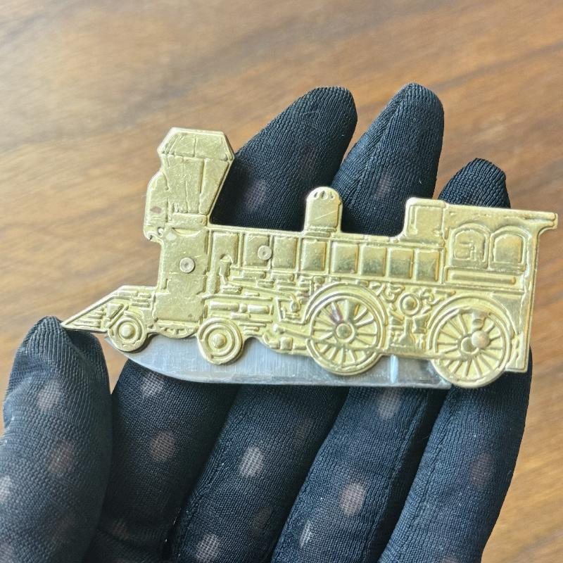 Vintage C.a. 1970s Brass Steam Locomotive Pocket Knife /Stainless Steel Blade (MT2183)