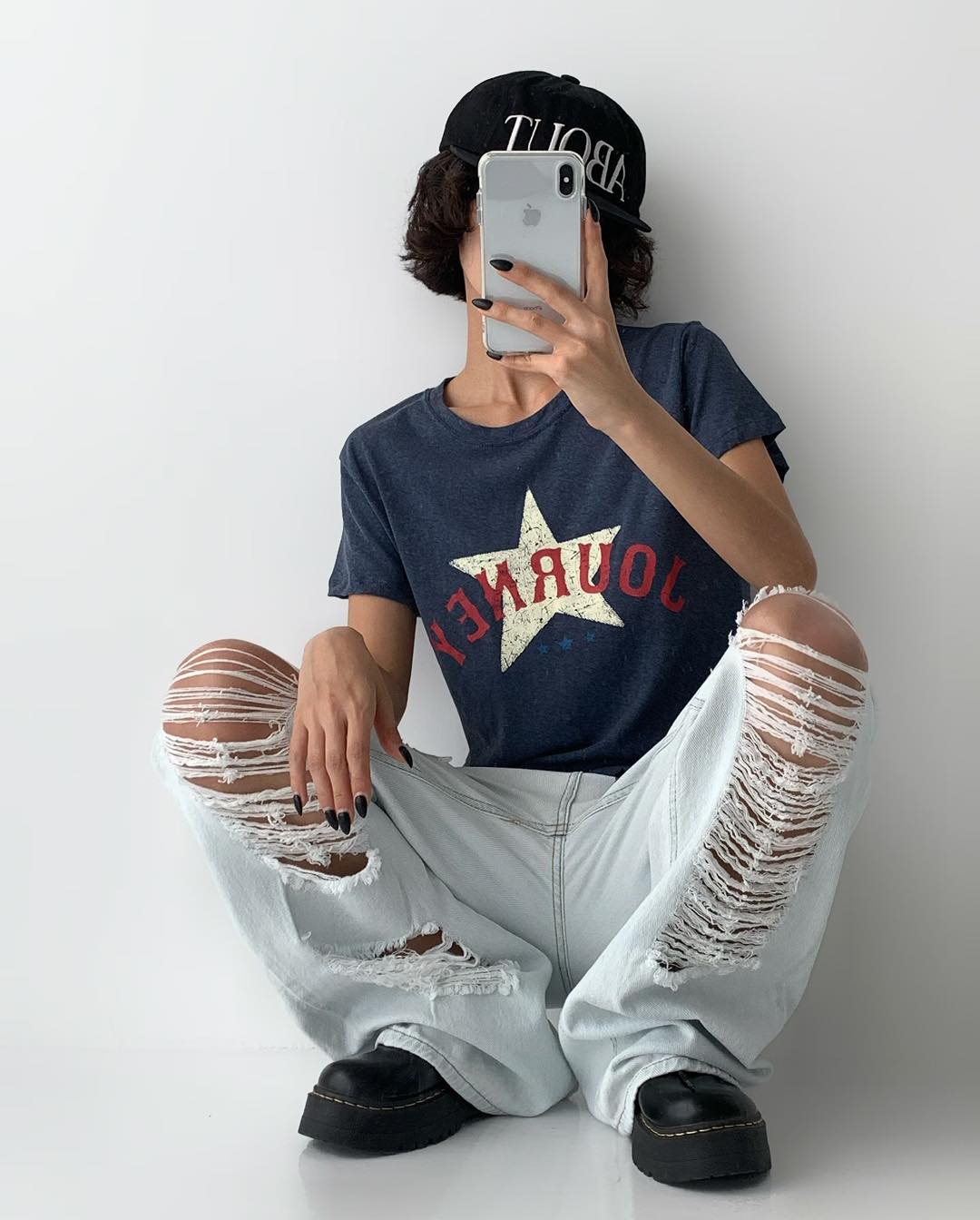 星星印花短裝tee