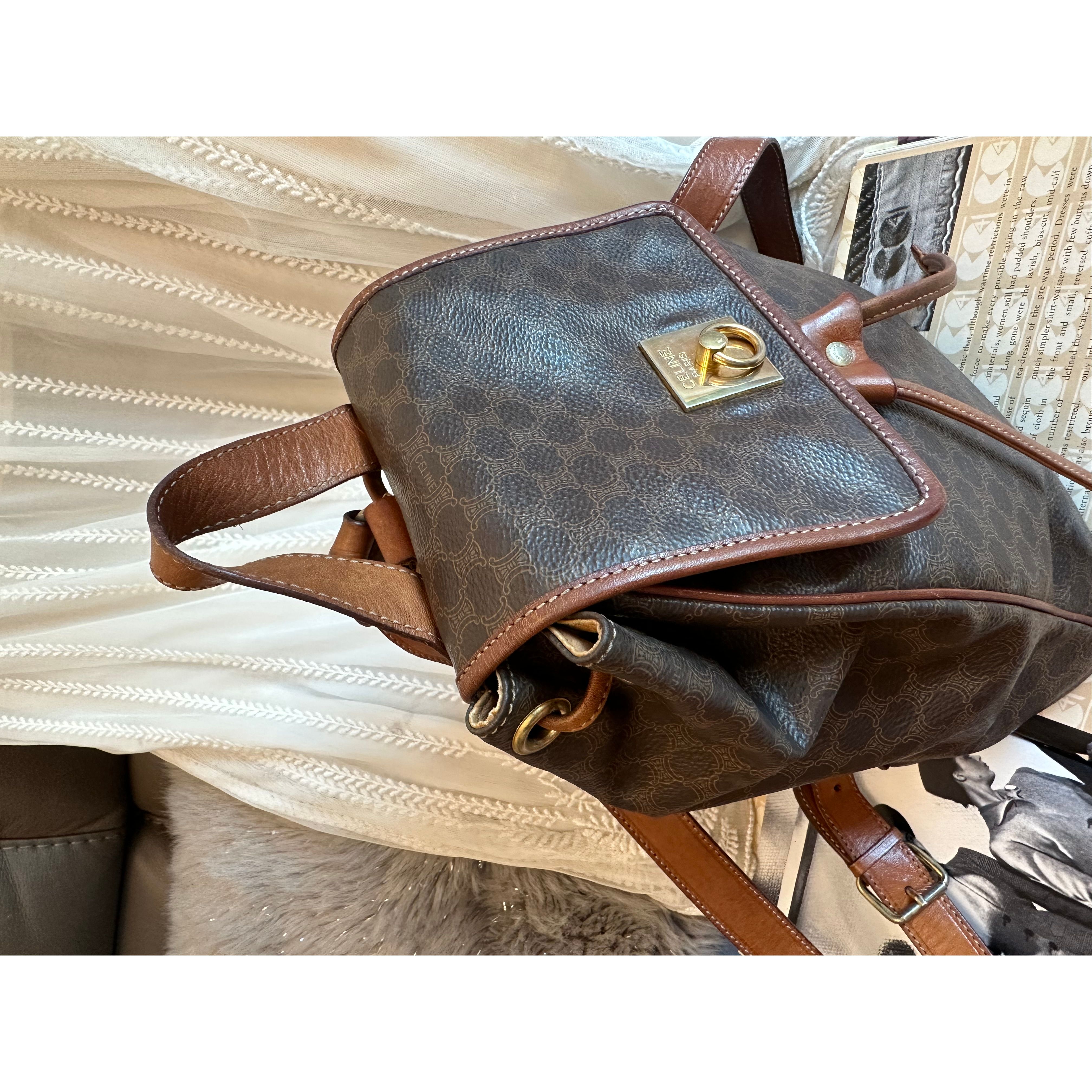 CELINE Macadam Triomphe Backpack Brown Vintage Old Celine b6pzvj