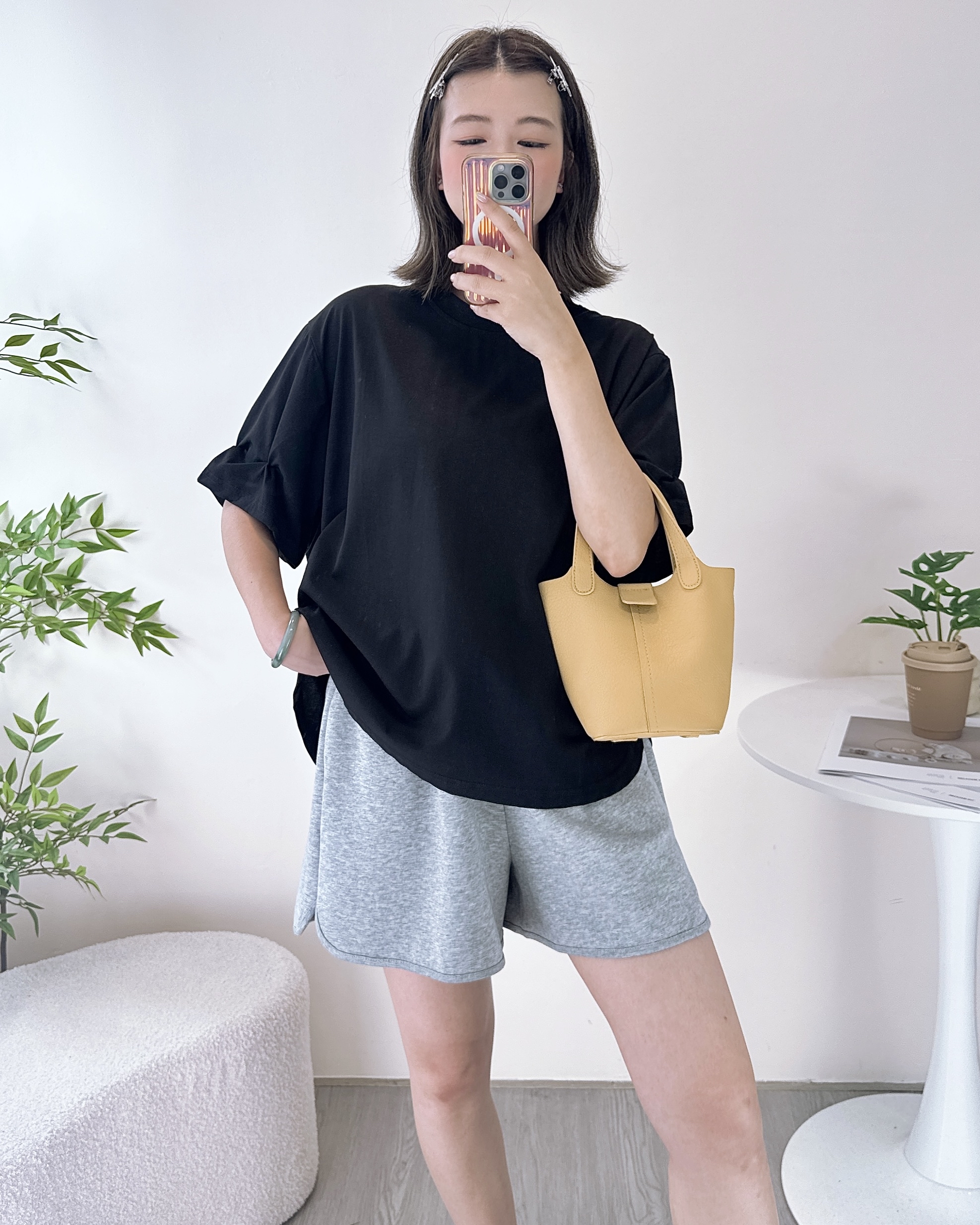 簡約百搭摺袖薄棉上衣 3色