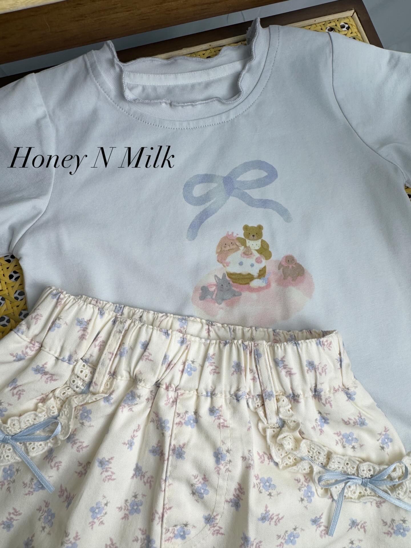 Ribbon Bear Blue w/ Floral Skort Set