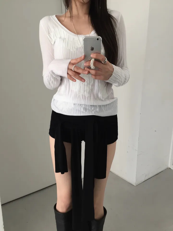 Layered Wrap-Front Micro Shorts