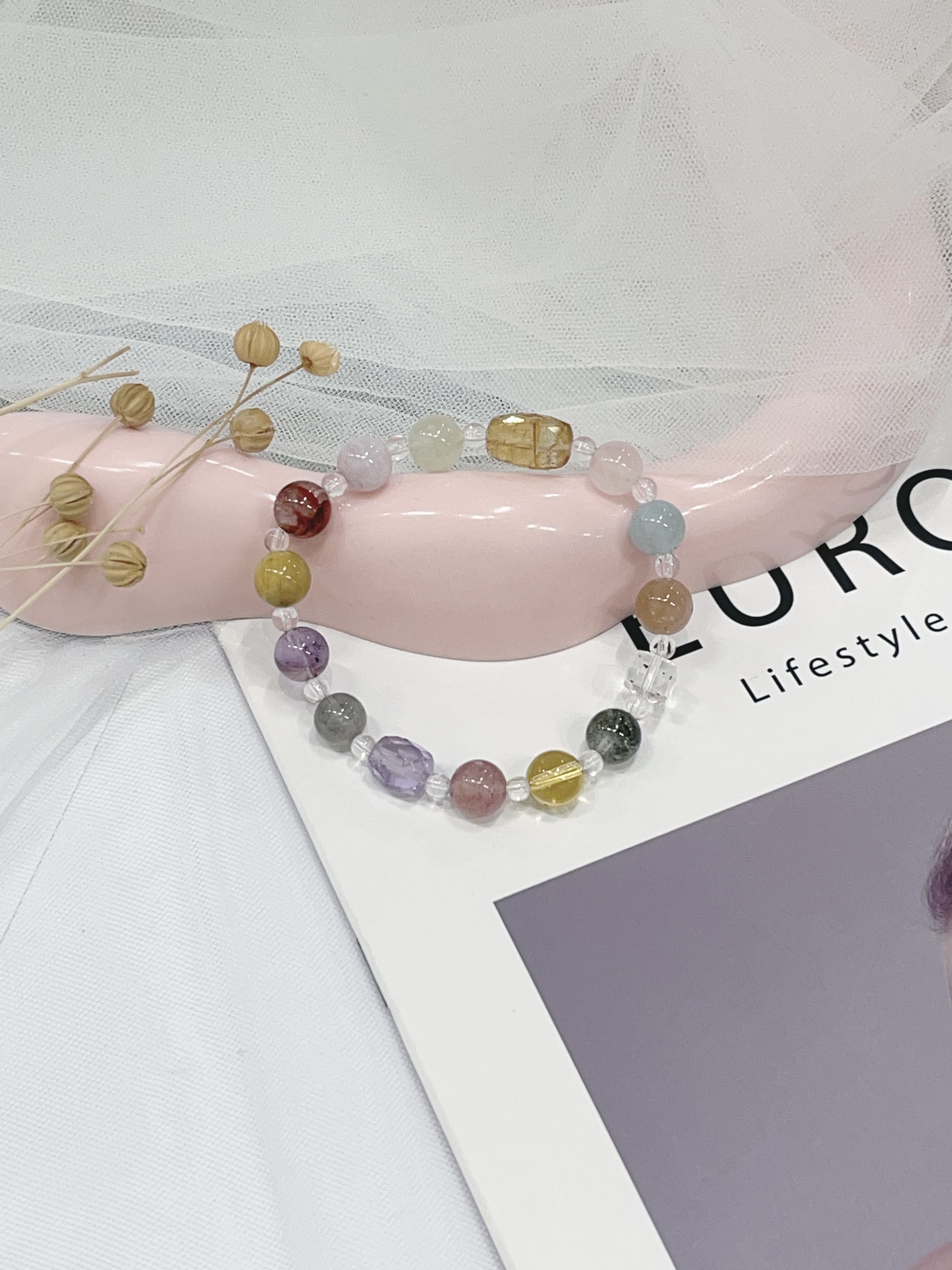 🍬 糖果黄塔晶 × 多宝水晶手串  Candy Yellow Tower Crystal & Mixed Crystals｜活力多彩款｜8mm