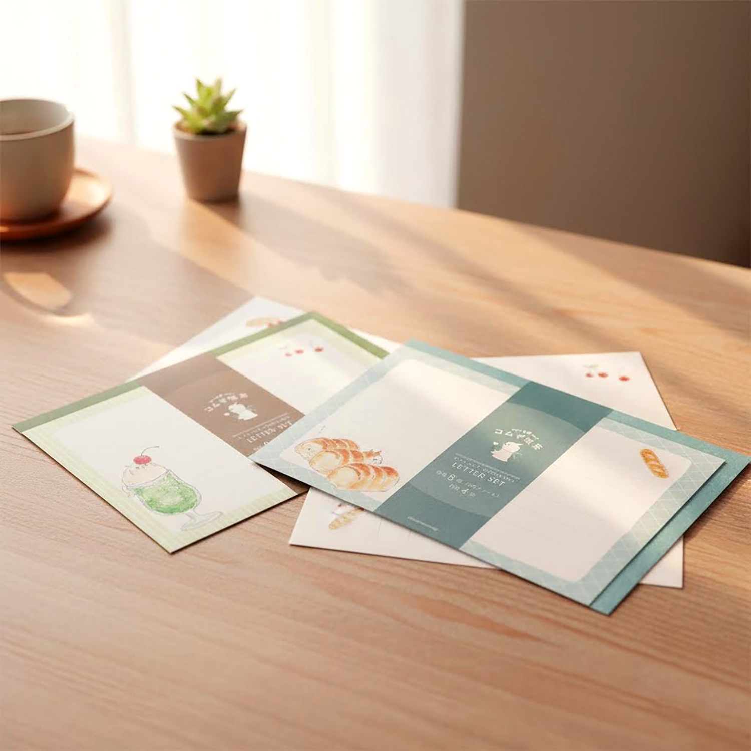 Tocorocomugi × 古川紙工 - 信紙套裝 (綠色雪糕梳打款)