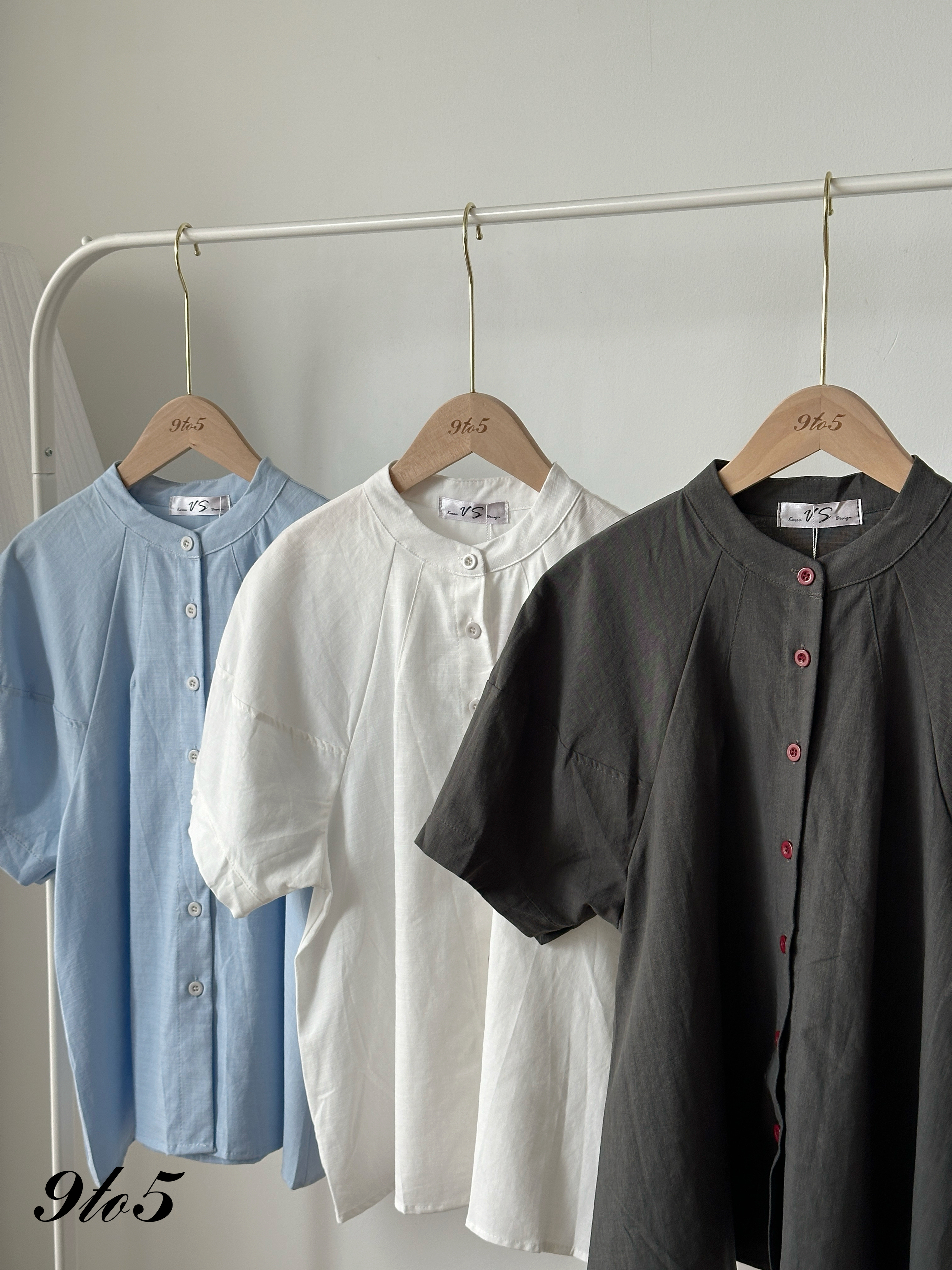 T4451 Muji Style Mock Neck Shirt - 3 Colors 