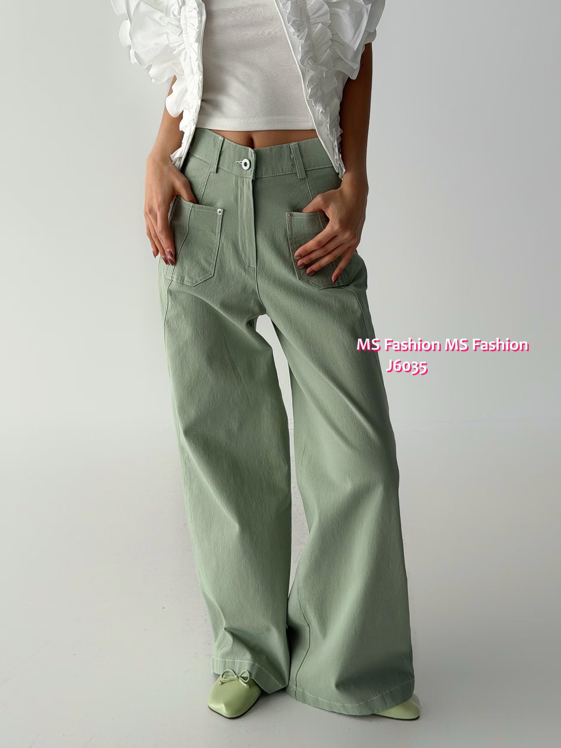 J6035 韓國🇰🇷靚色闊筒褲