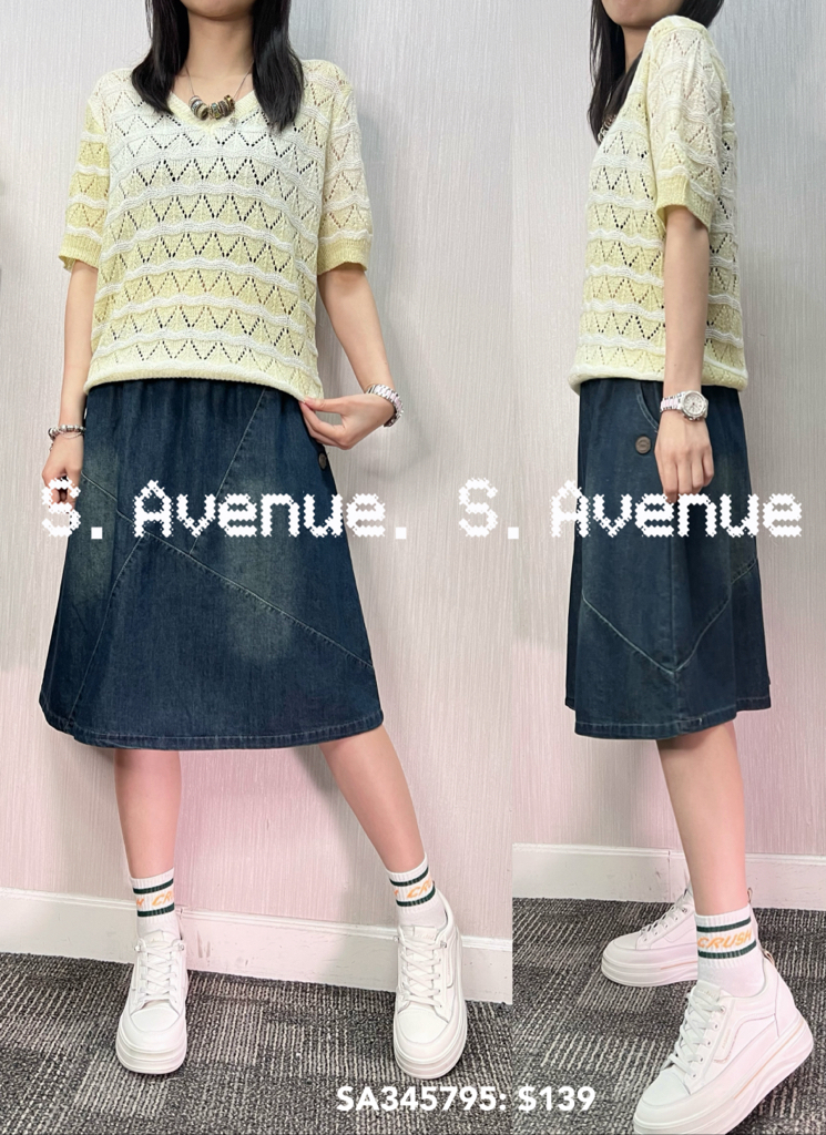 SA345795: 短袖V領漸變色織紋線top