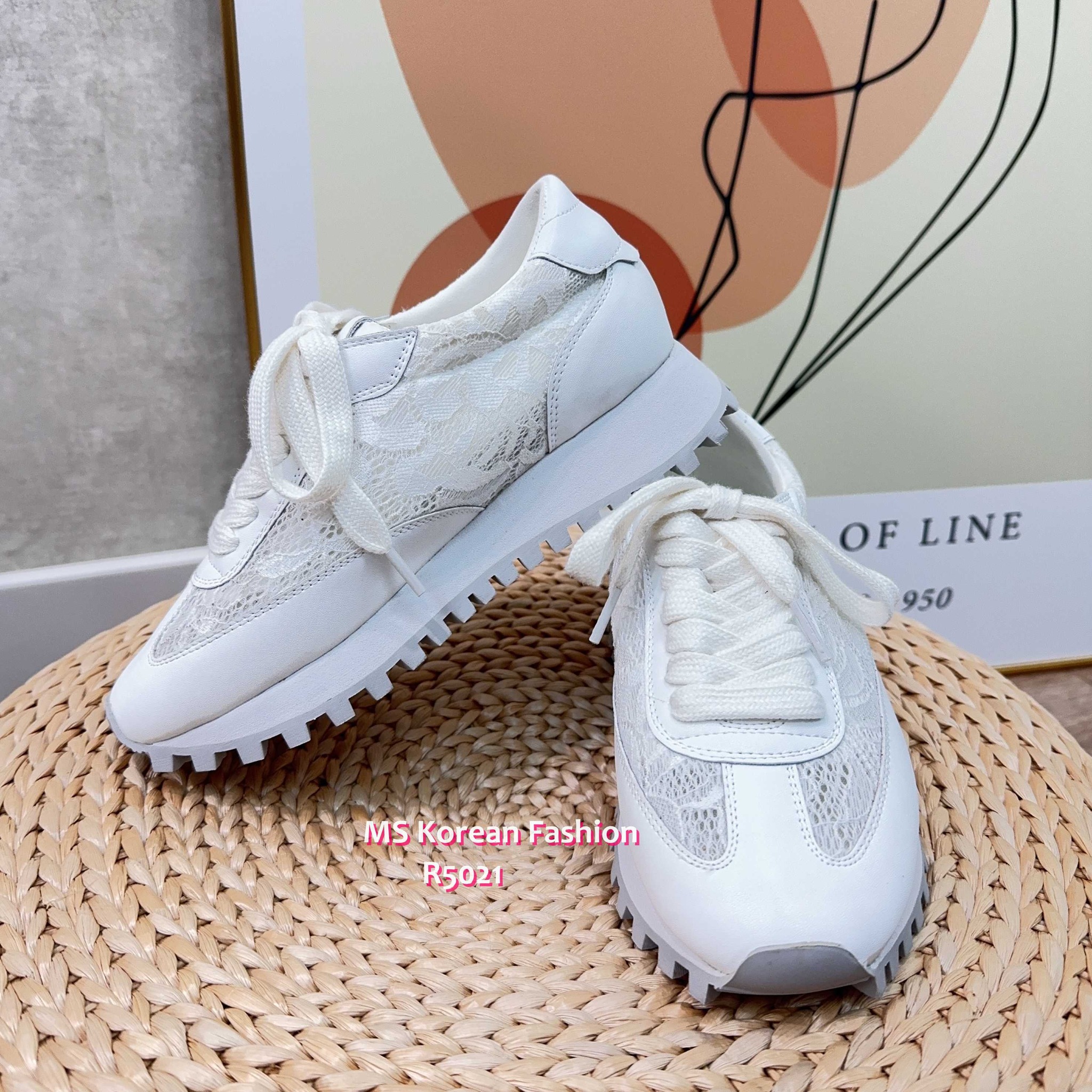 R5021 韓國🇰🇷真皮拼lace波鞋