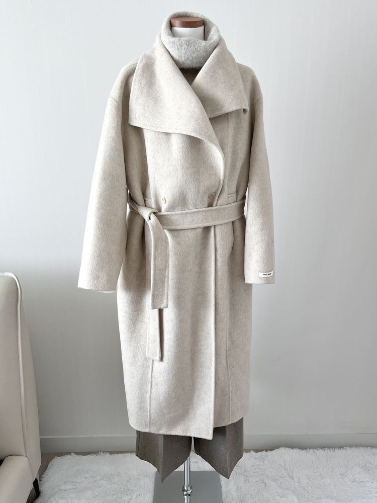 [70% Wool] Parisian Belted Wool Coat (Dark Grey)