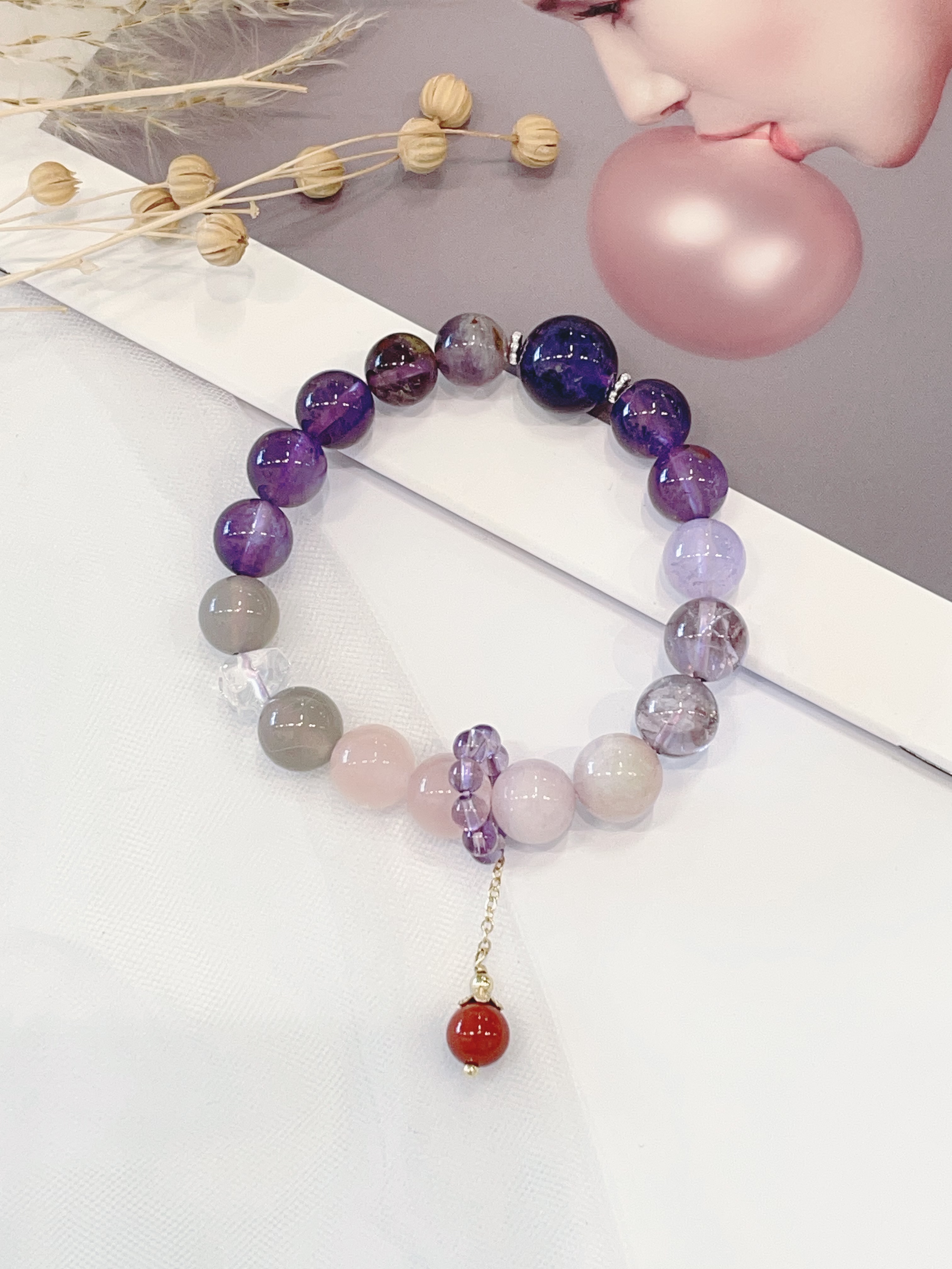 💜 紫调渐层能量手串  Amethyst & Rose Quartz