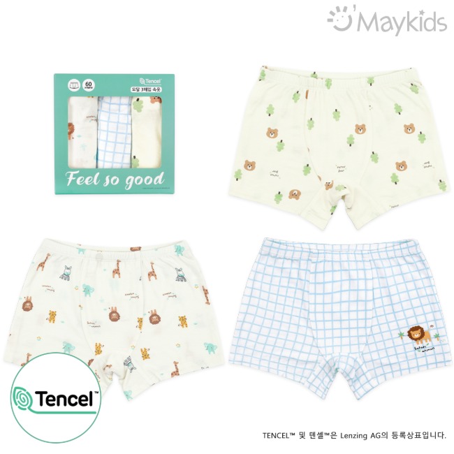 Maykids 天絲內褲三件裝 (Mini animal boy)