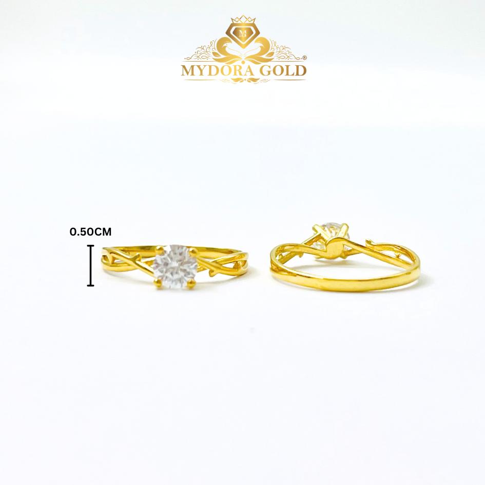 MYDORA Emas 916 Cincin Batu CZ Classy Twist l EMAS 916/22K
