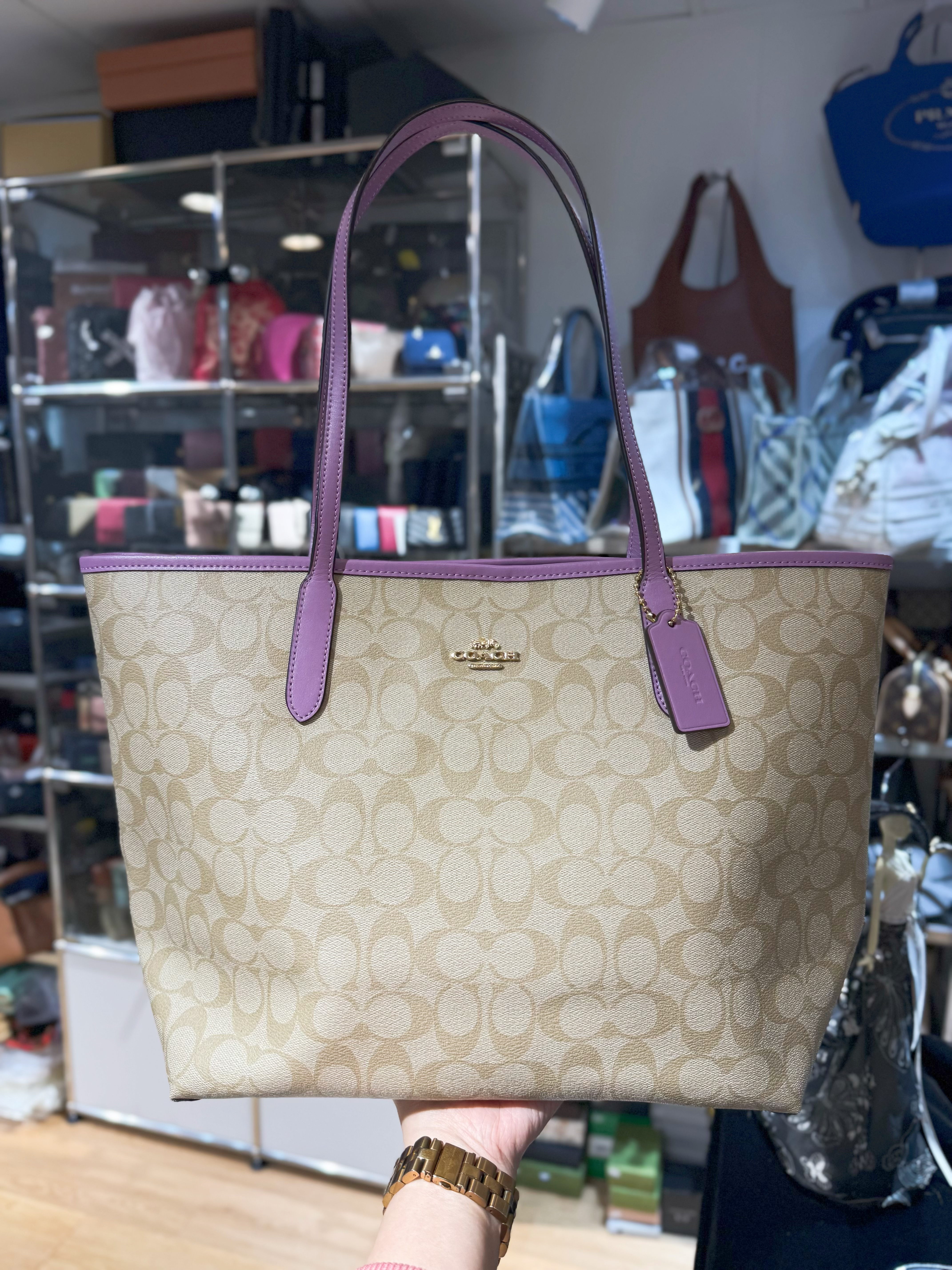Coach City tote white/m/purple