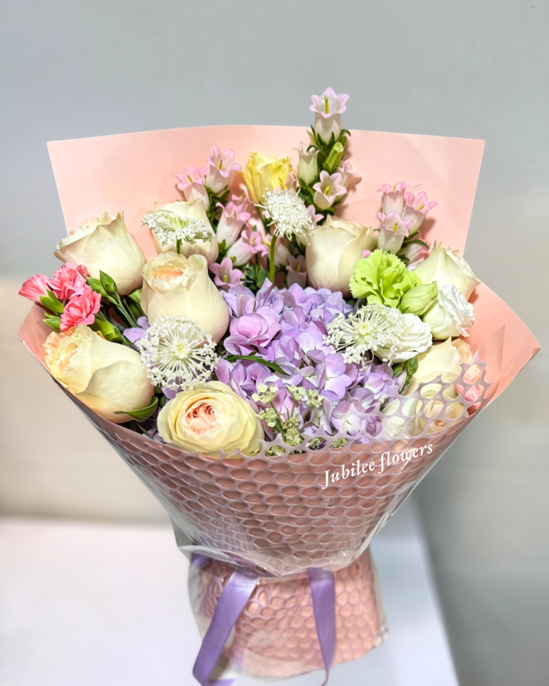 紫色繡球 x 玫瑰花束