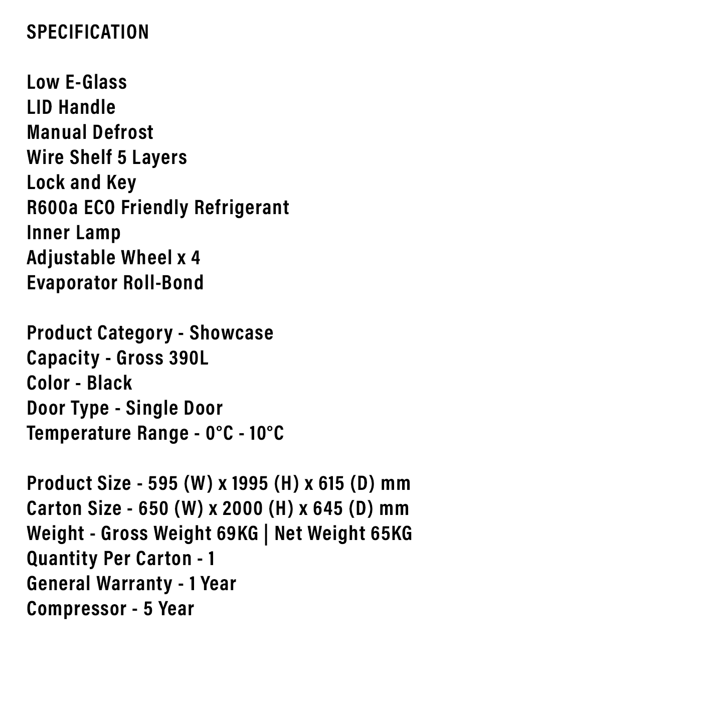 Faber 390L Display Showcase Chiller SC 398H