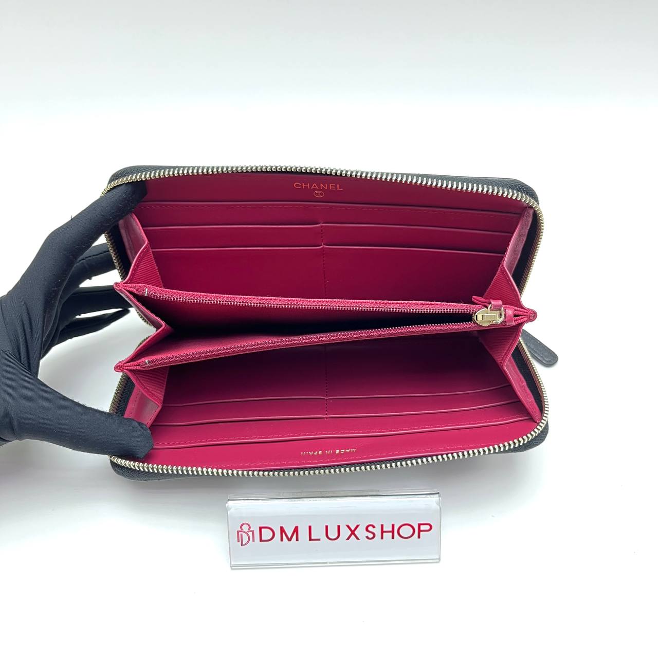 Chanel Black Lambskin 19 Zip Long Wallet (Microchip)