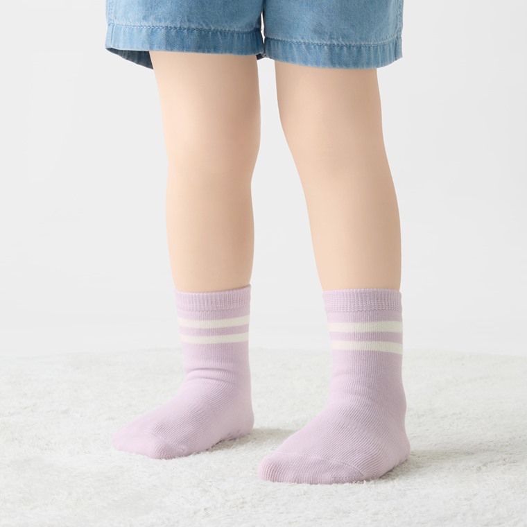 部分現貨💚預訂 台灣直送💚三色純色條紋防滑中筒襪三對裝