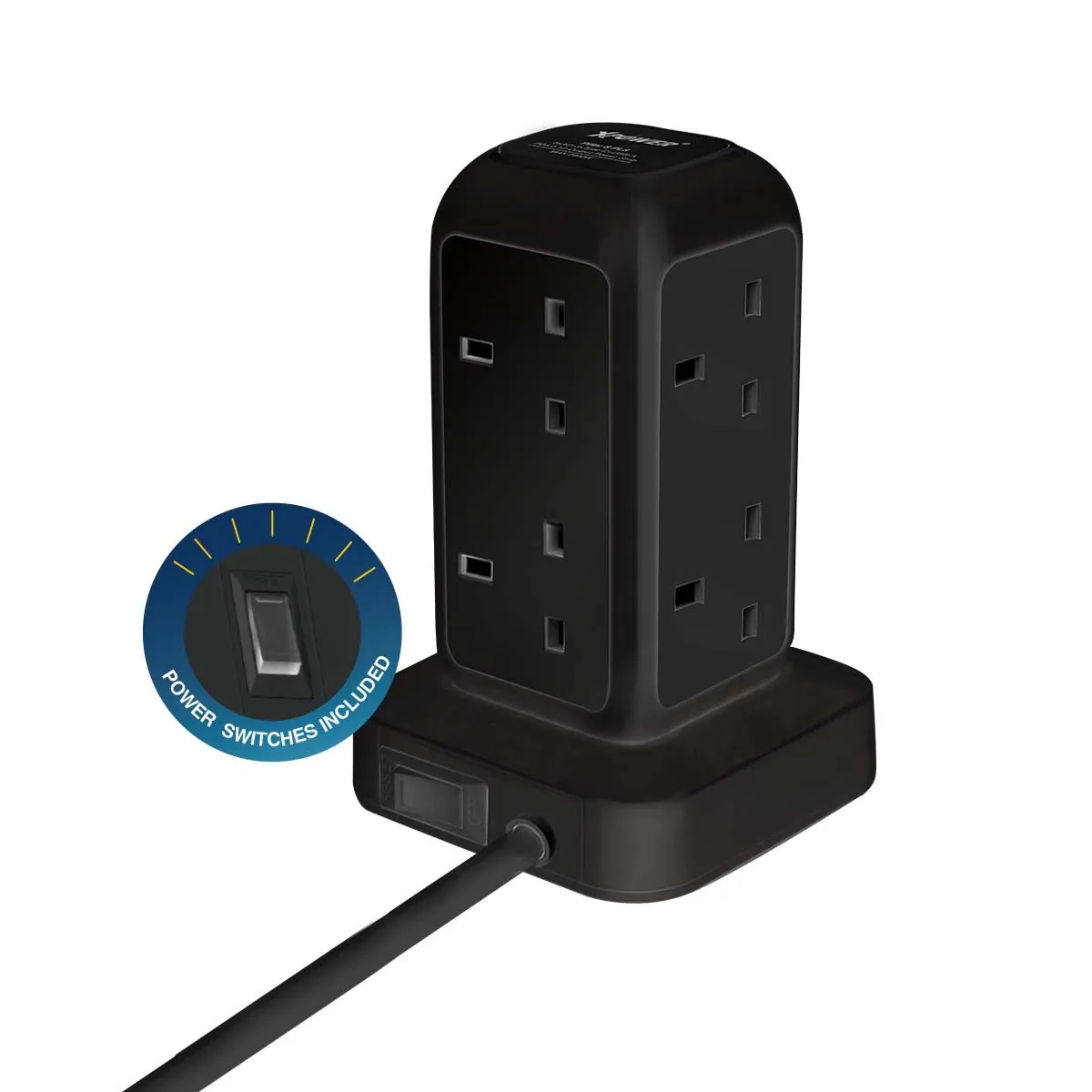 XPower Pillar 8 PL8 迷你直立式12輸出拖板 3米線長 8個插頭 PD 3.0輸出拖板