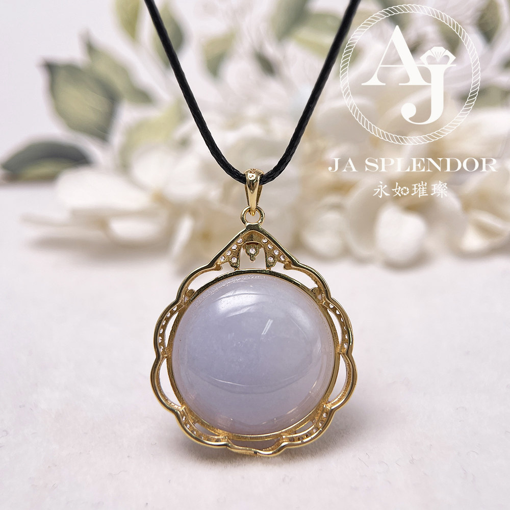 JNS-44 天然翡翠A 冰潤紫羅蘭大蛋面厚莊吊墜