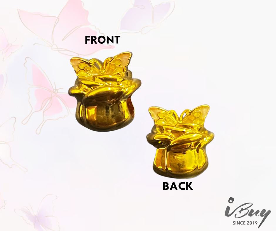 916 HARD GOLD BUTTERFLY ROSE BEAD 916硬金 蝴蝶玫瑰串咀