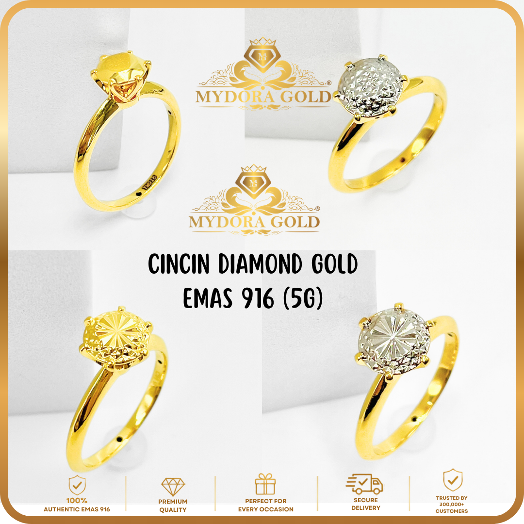 MYDORA Cincin Diamond Gold 5G l EMAS 916/22K