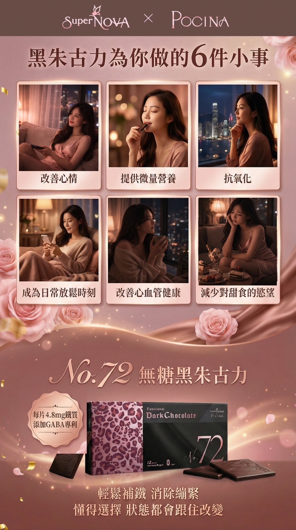 全新72%機能黑鑽朱古力🍫無糖！低卡！女生🩸💪🏻🥰必備