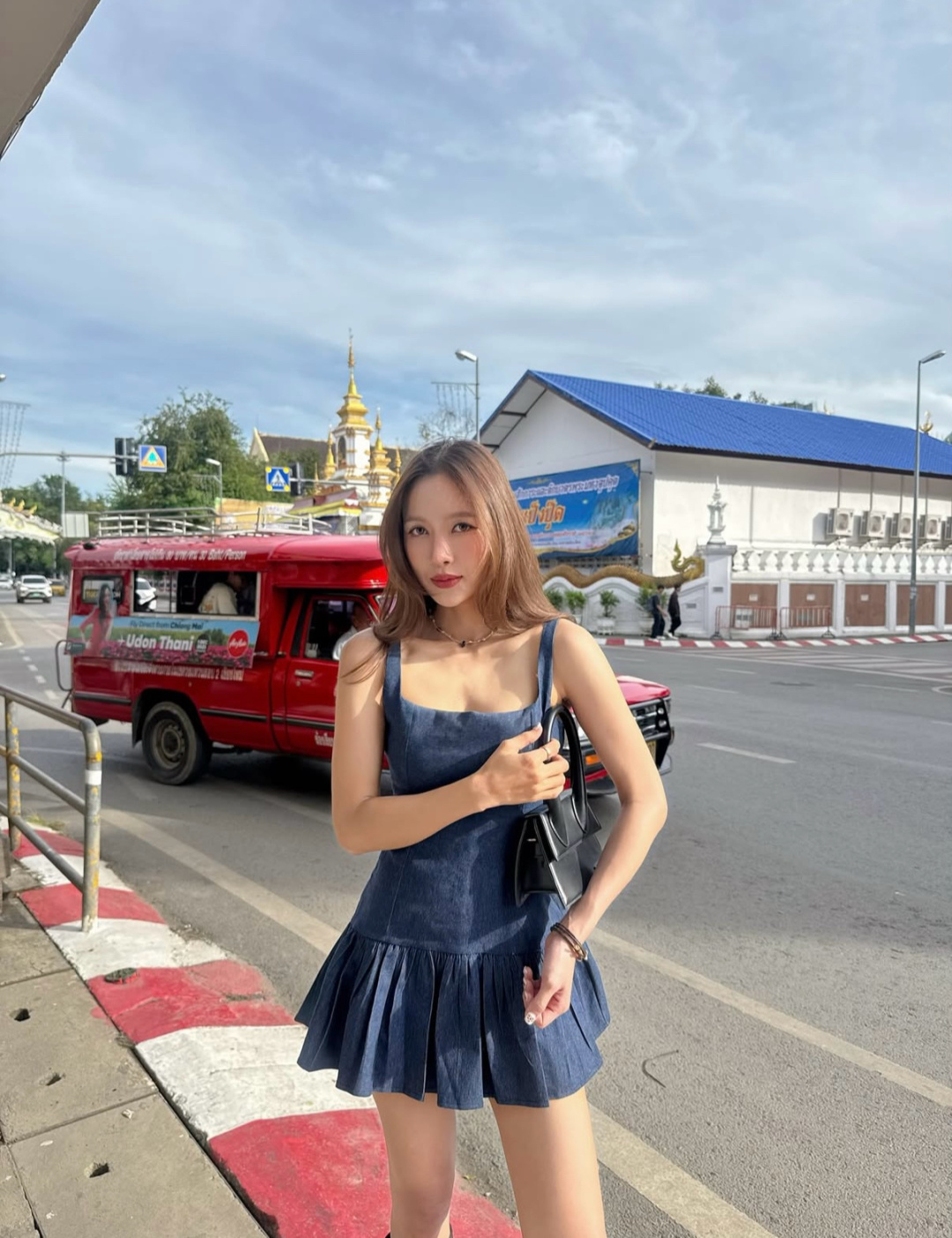 4567 French Retro Denim Slip Dress"法式复古牛仔吊带连衣裙"