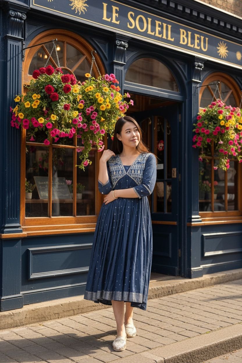 1624 Navy Blue V-Neck Full Emb. Chest OP 45"-47"