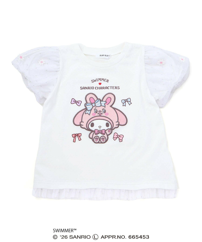🇯🇵預訂 日本直送🇯🇵Slap Slip x Swimmer x Sanrio系列三色人物刺繡貼花薄紗泡泡袖上衣