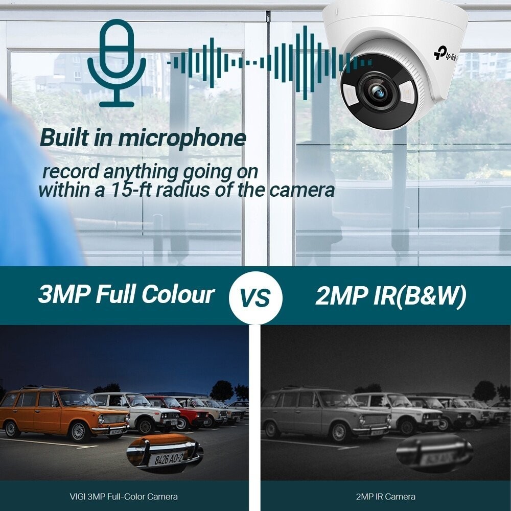 TP Link Vigi C420I 2MP 3MP 4MP 2.8mm 4mm Turret PoE Network Full Colour Outdoor Camera CCTV