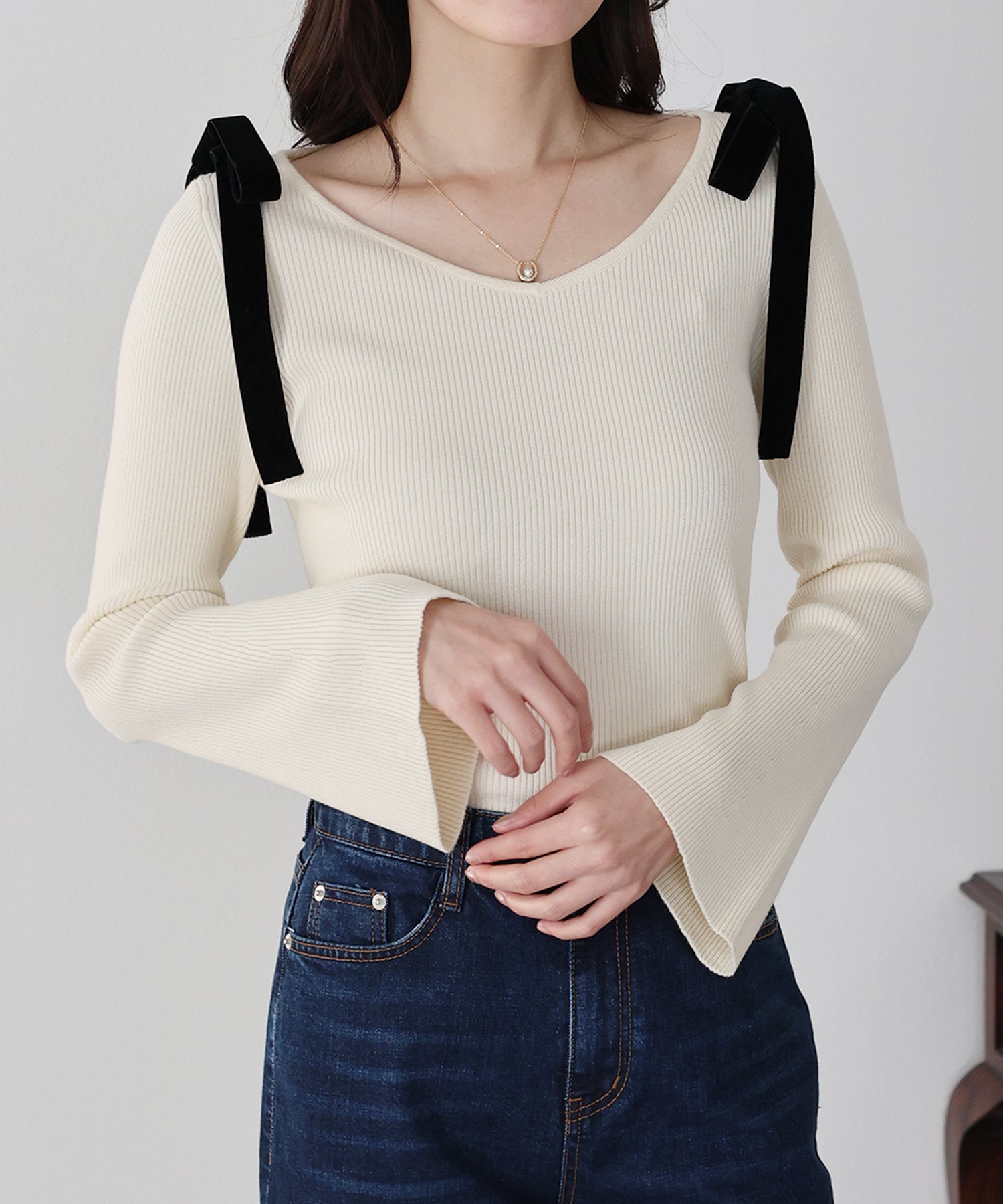 <限量現貨><JP> Shoulder Bowknot Soft Knit * 3色入