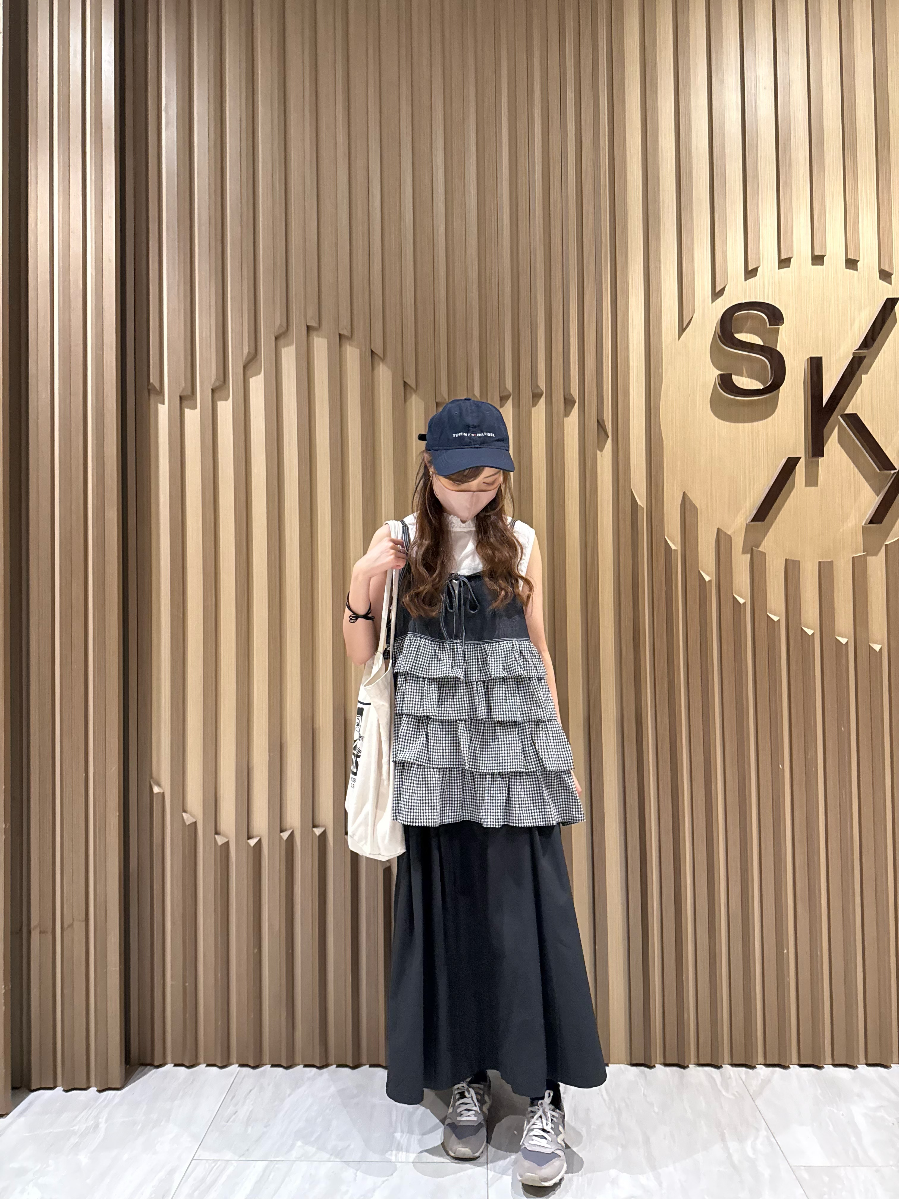 格仔拼牛布吊帶