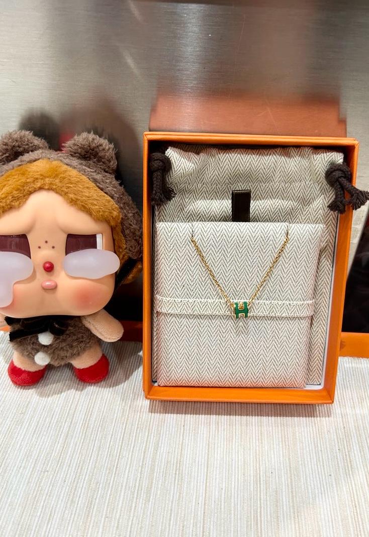 全新 Hermes Mini Pop H Necklace 綠色金鏈 100%Authentic, Brand New ✅Dust bag ✅Box