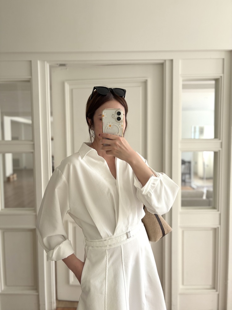 The Madeleine Belted Dress (White)