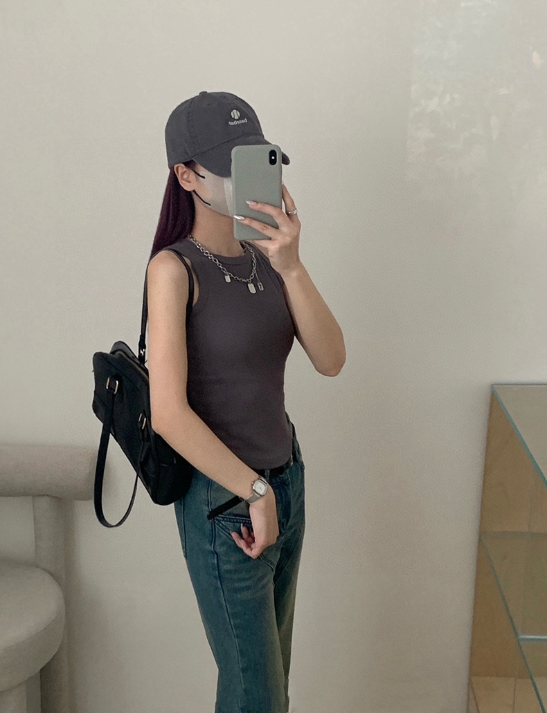 Plain Casual Tank Top 韩版休闲螺纹弹力背心（6 colours)