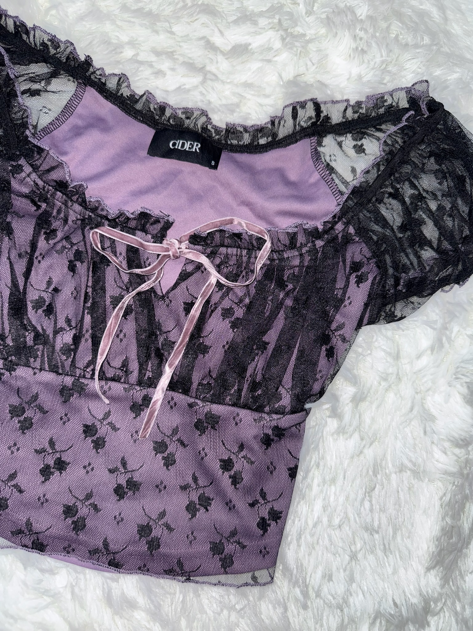 Violet Milkmaid Lace Ribbon Top 