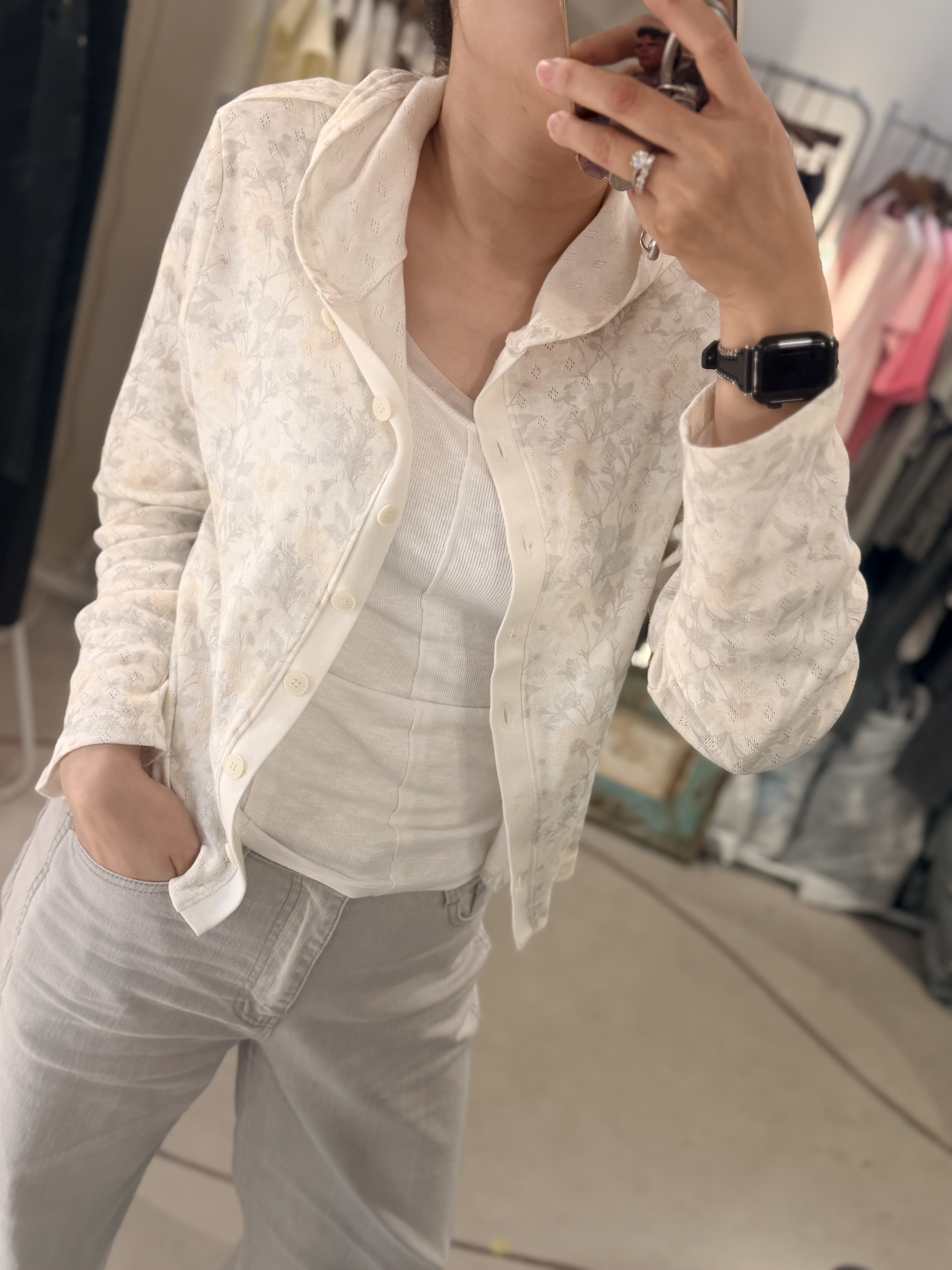 Vintage flower cotton cardigan