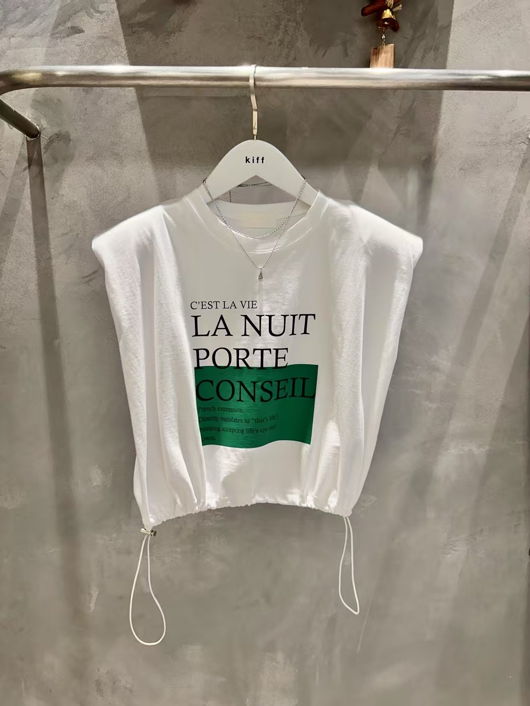 🇰🇷K5582 cotton印綠方格索腳top