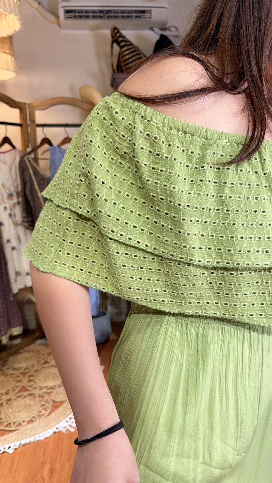 2504 Green Cotton Wide Neck Long OP 53"