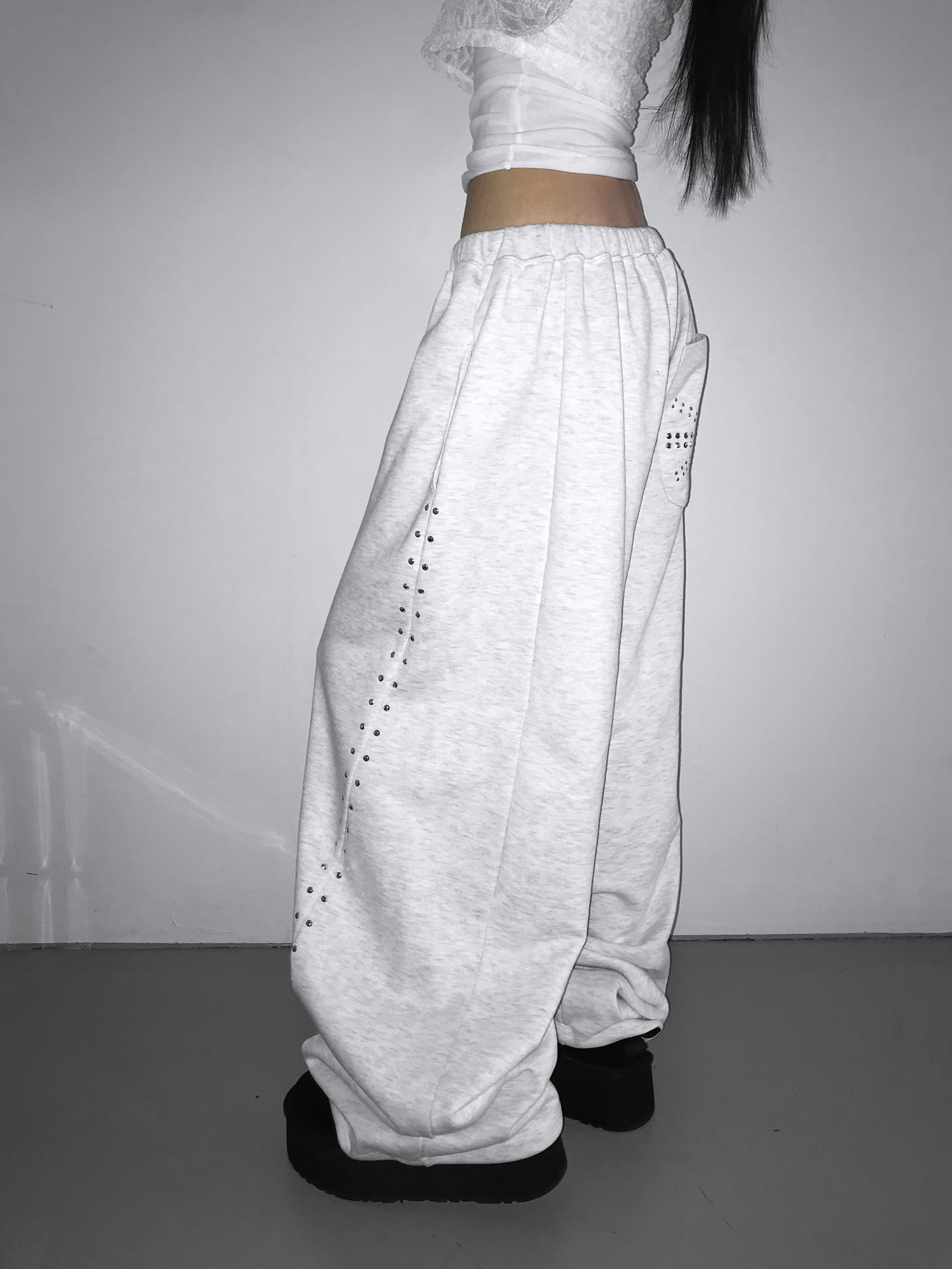 Studded Wide-Leg Sweatpants