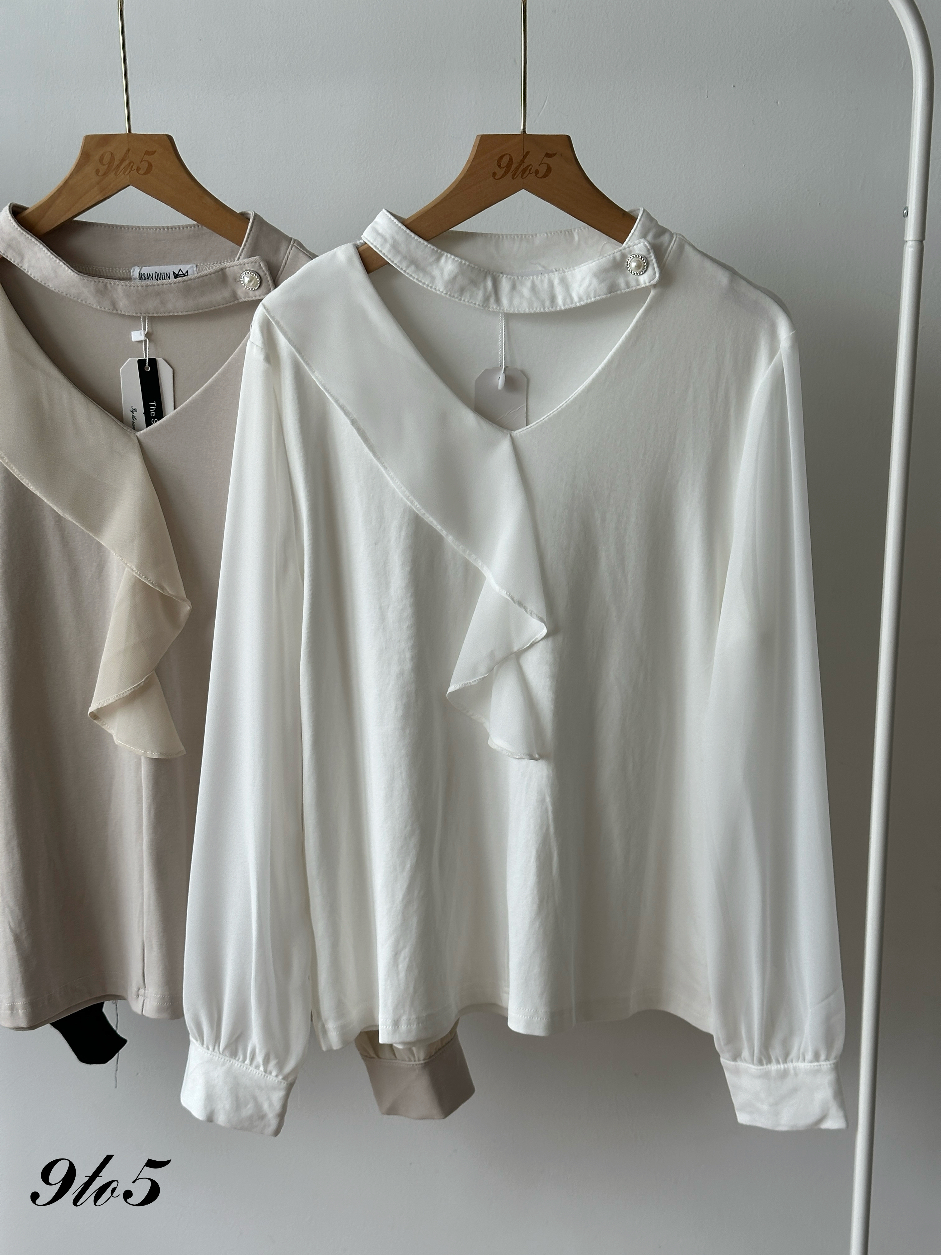 T4409 Tie-Neck Ruffle Blouse - 3 Colors 