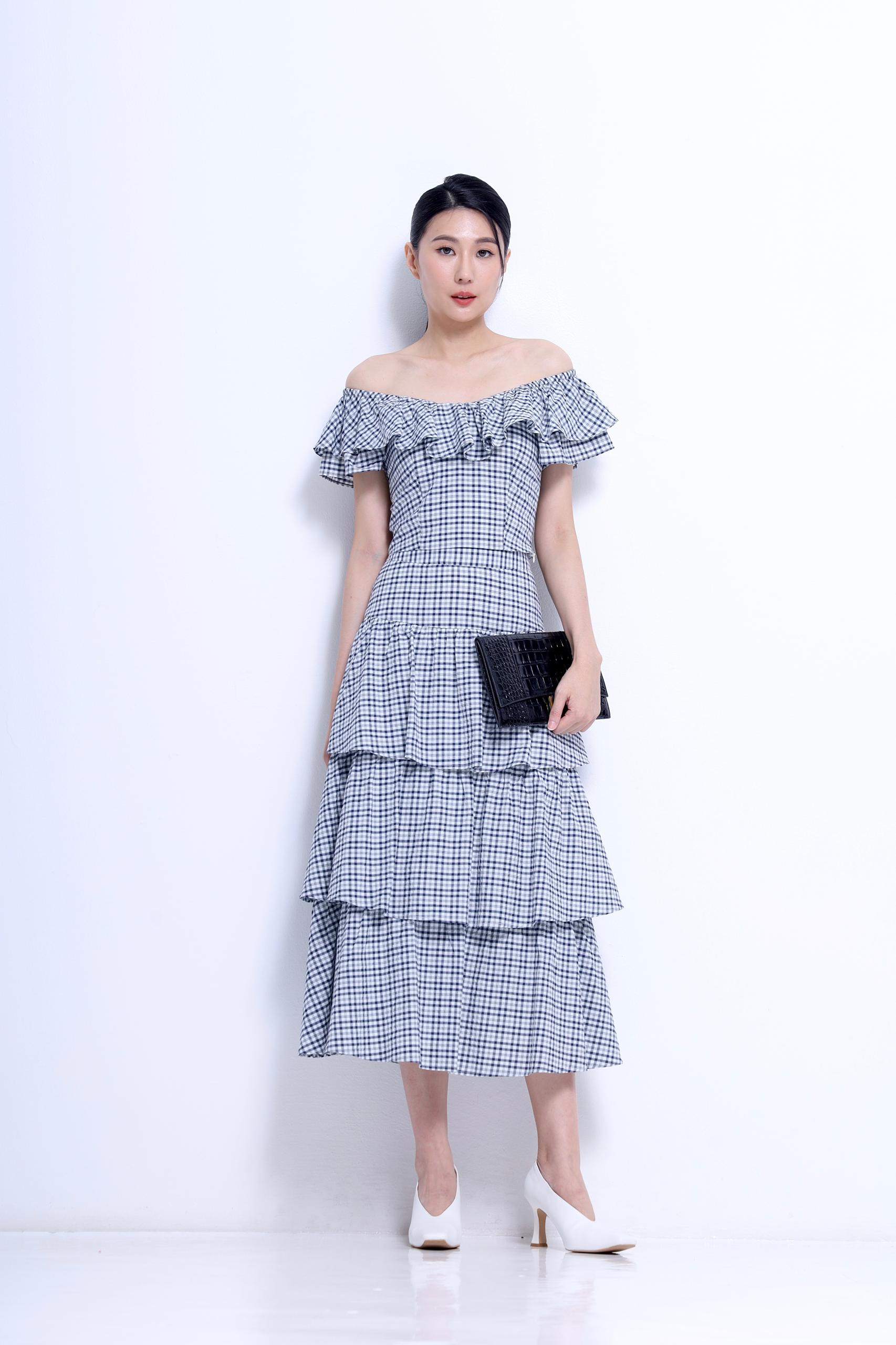 CS1433 Tiered Ruffle Midi Skirt
