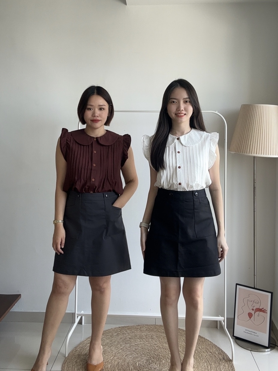 S1852 A Line Skort - Black & Grey