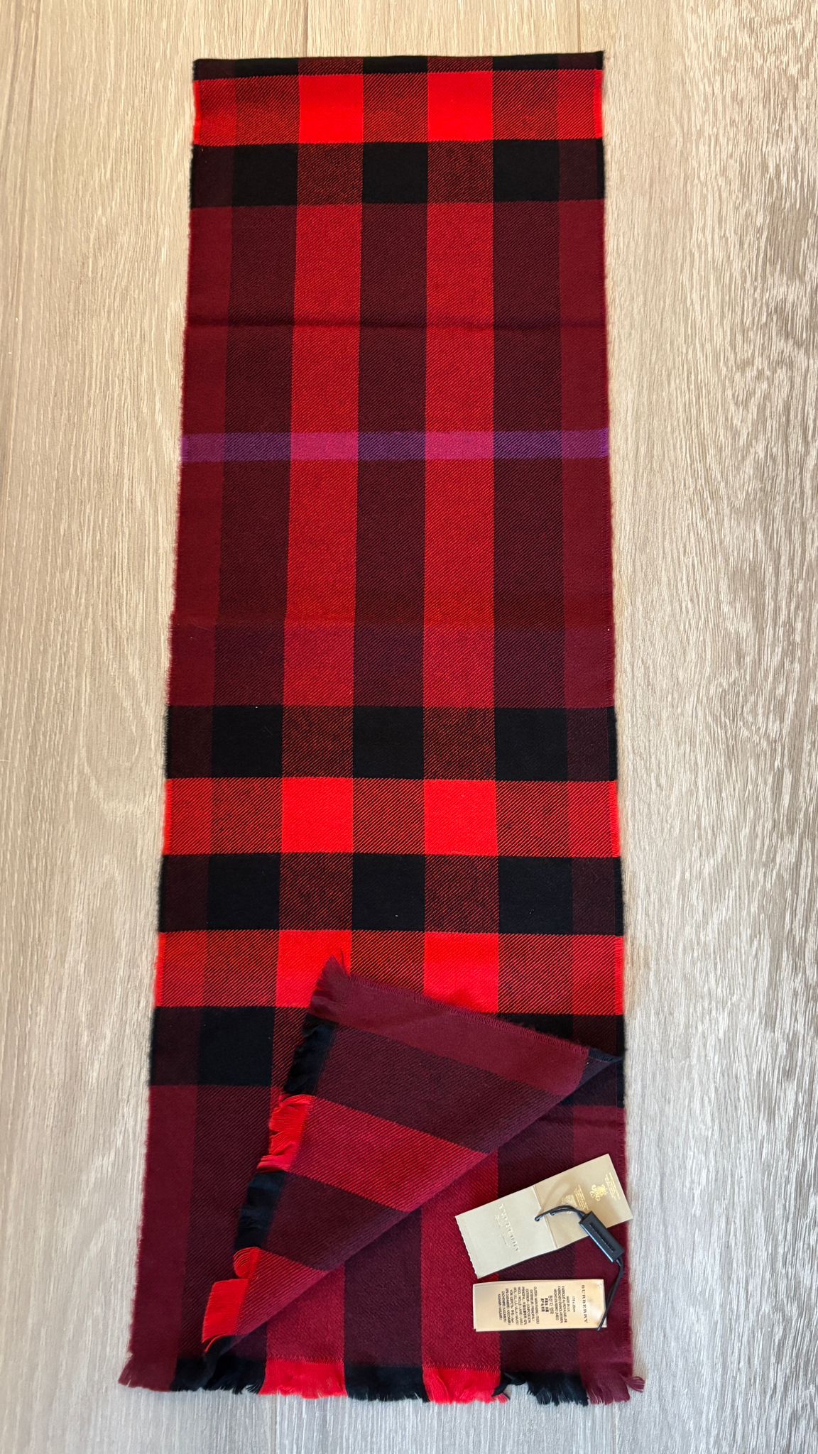 現貨 Burberry classic red scarf 經典紅格紋圍巾